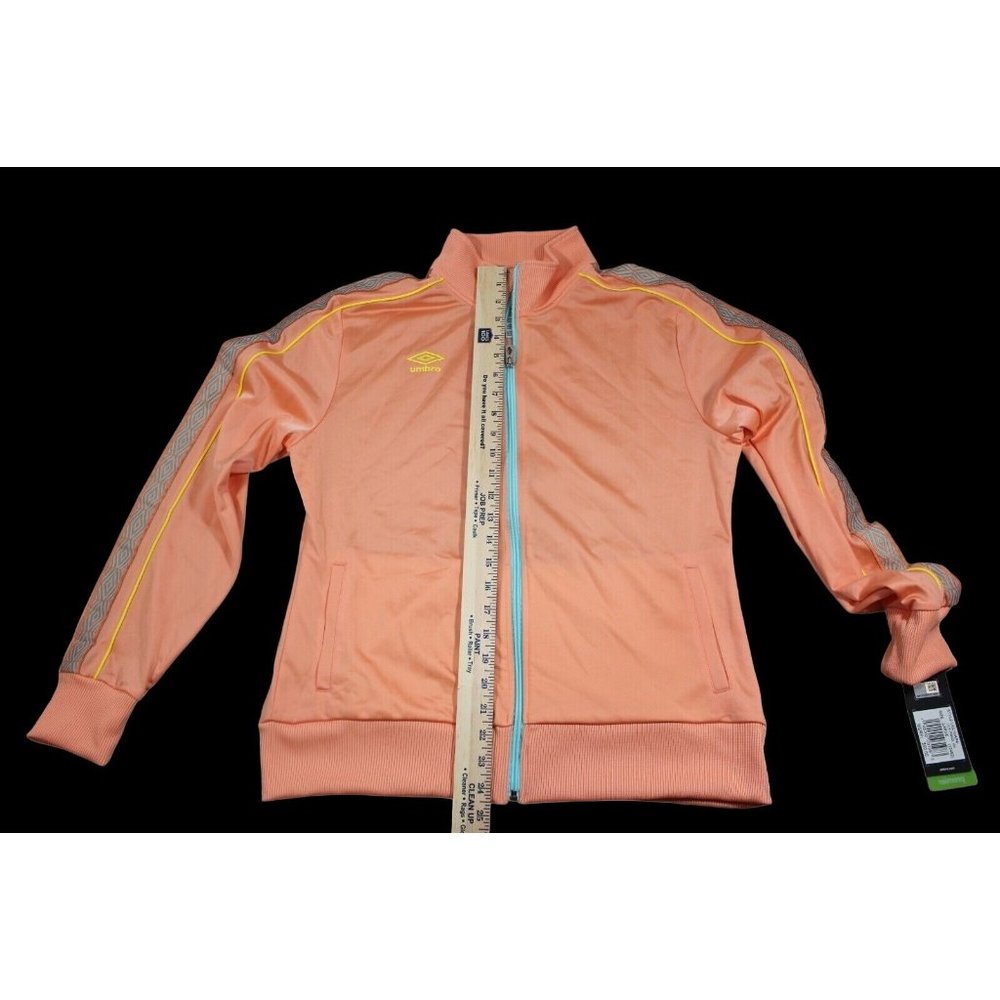 Umbro Women's Track Jacket Orange Peach Geometric Trim Soccer Large